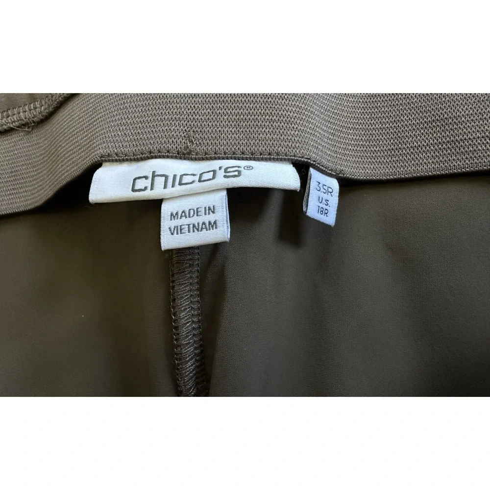 Chico's Brigitte Pants 3.5R US 18R Brown Pull On Wide Leg Rhinestone Hem Plus - Picture 7 of 16